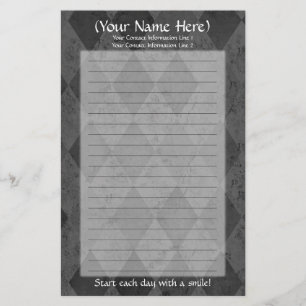 Black Argyle Personal Stationery Briefpapier