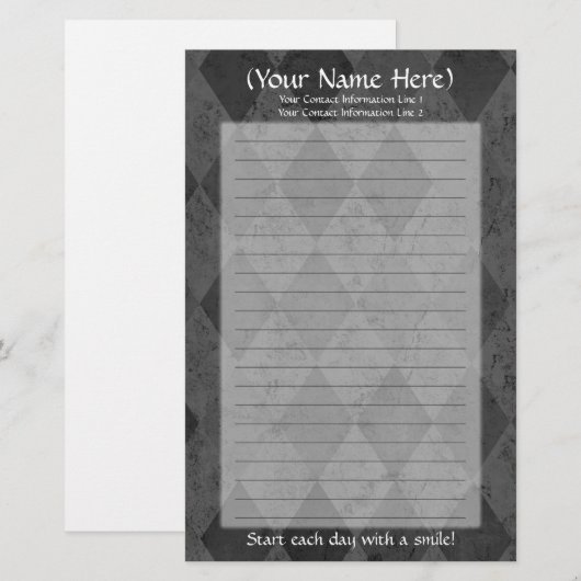Black Argyle Persoonlijke briefpapier (Voorkant / Achterkant)