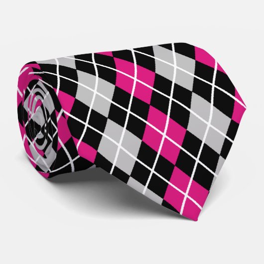 Black Argyle Stropdas (Opgerold)