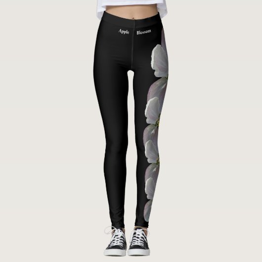 Black Arkansas State Flower Apple Blossom Leggings (Voorkant)