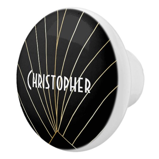 Black Art Deco Design Keramische Knop (Rechts)