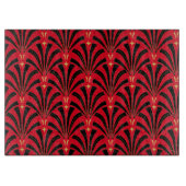 Black Art Deco Fans Red Snijplank (Voorkant)