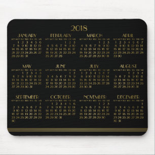 Black Art Deco Gold Yarly Calendar 2018 Mousepad Muismat