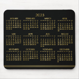 Black Art Deco Gold Yarly Calendar 2023 Mousepad Muismat