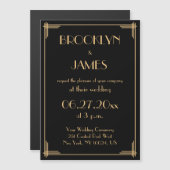 Black Art Deco Great Gatsby Wedding Invitatation Magnetische Uitnodiging (Voorkant / Achterkant)