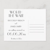 Black Art Deco Great Gatsby Worth the Wait Aankondigingskaart (Achterkant)