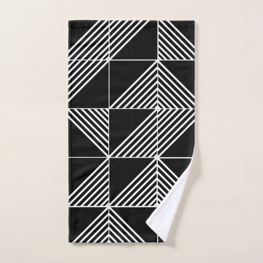Black Art Deco Lines Bad Handdoek (Handdoek)