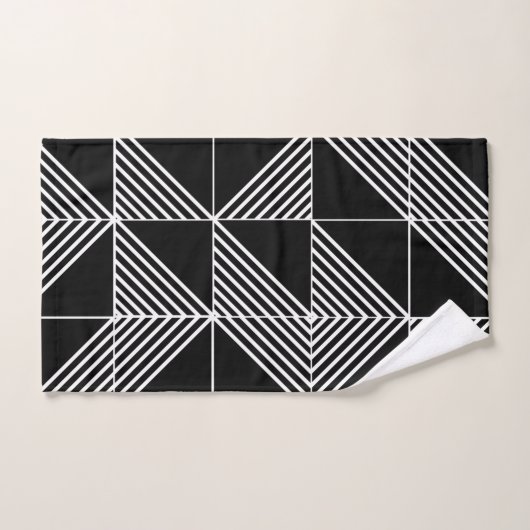 Black Art Deco Lines Bad Handdoek (Handdoek)