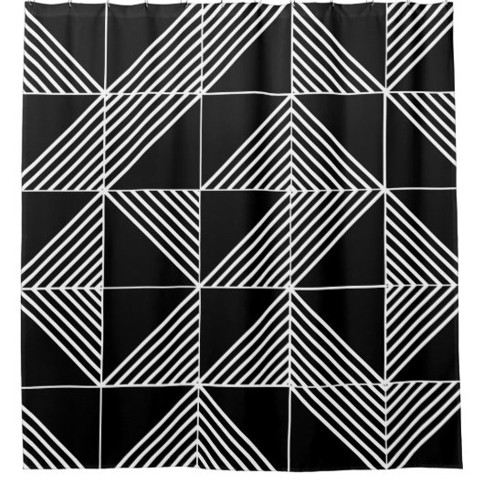 Black Art Deco Lines Douchegordijn (Voorkant)