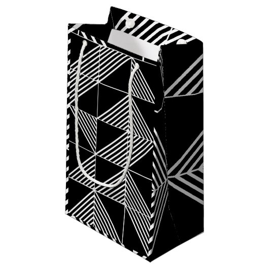 Black Art Deco Lines Klein Cadeauzakje (Voorkant Gekanteld)