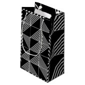 Black Art Deco Lines Klein Cadeauzakje (Achterkant Gekanteld)