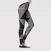 Black Art Deco Lines Leggings (Rechts)