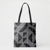 Black Art Deco Lines Tote Bag (Voorkant)