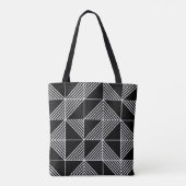 Black Art Deco Lines Tote Bag (Achterkant)