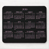 Black Art Deco Pink Yarly Calendar 2019 Mousepad Muismat (Voorkant)