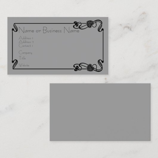 Black Art Nouveau Border Visitekaartje (Voorkant / Achterkant)