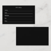 Black Artwork Display Label Card Template (Voorkant / Achterkant)