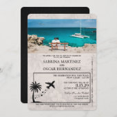 Black Aruba Passport Wedding Invitation Kaart (Voorkant / Achterkant)