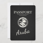 Black Aruba Passport Wedding Invitation Kaart (Achterkant)