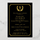 Black Asclepius Medical School Afstuderen Folie Uitnodiging (Voorkant)