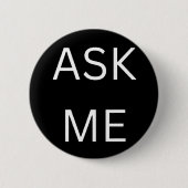 Black Ask Me Button Bedrijven & Vrijwilligers (Voorkant)