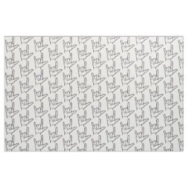 Black ASL I Love You Pattered Fabric Stof