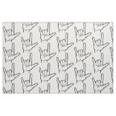 Black ASL I Love You Pattered Fabric Stof (Fat Quarter)