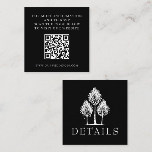 Black Aspen Tree Wedding QR Informatiekaartje (Voorkant / Achterkant)