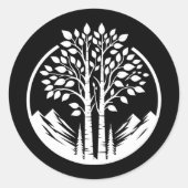 Black Aspen Tree Wedding Ronde Sticker (Voorkant)