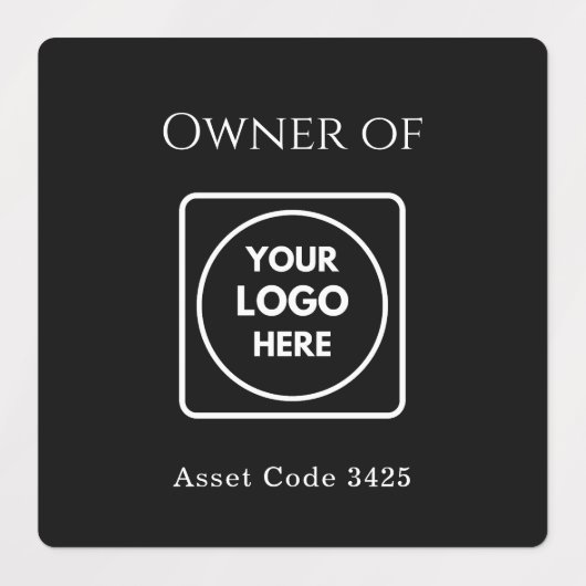 Black Asset Labels | Aangepaste bedrijfseigendomme (Design 1)