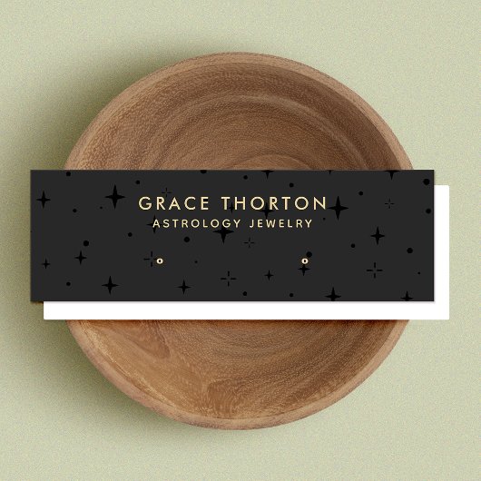 Black Astrology Stars Stud Earning Display Card Mini Visitekaartje