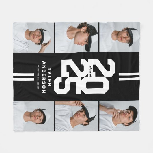 Black Athletic Afstuderen Fotocollage Afstuderen Fleece Deken (Voorkant (Horizontaal))