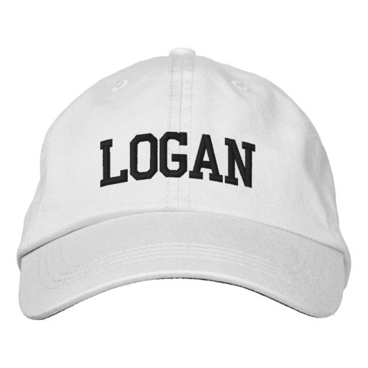 Black Athletic Block Monogram Custom Name Geborduurde Pet (Voorkant)