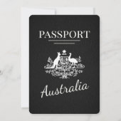 Black Australia Passport Wedding Kaart (Achterkant)