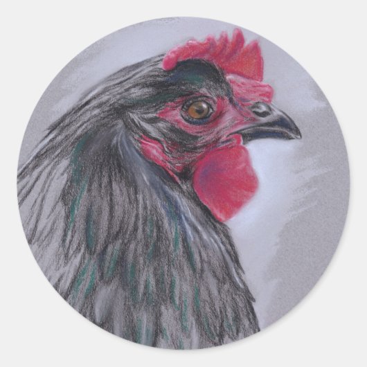 Black Australorp Hen Ronde Sticker (Voorkant)