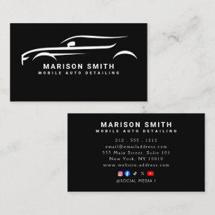 Black Auto Detailing, Auto Reparatie Logo Zwart Visitekaartje
