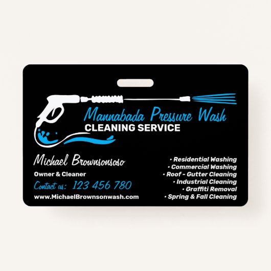 Black Auto Pressure Washing Power Wash CLEANING Badge (Voorkant)