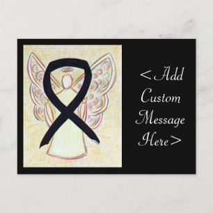 Black Awareness Ribbon Angel Custom Art Briefkaart
