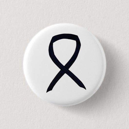 Black Awareness Ribbon Art Gepersonaliseerd Messag Ronde Button 3,2 Cm (Voorkant)