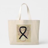 Black Awareness Ribbon Custom Canvas tas (Achterkant)