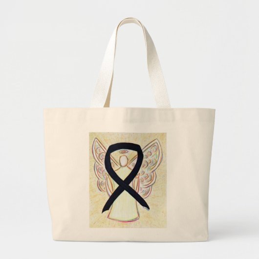 Black Awareness Ribbon Custom Canvas tas (Voorkant)