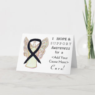 Black Awareness Ribbon Custom Want Angel Kaarten