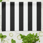 Black Awning Stripe Theedoek (Gevouwen)