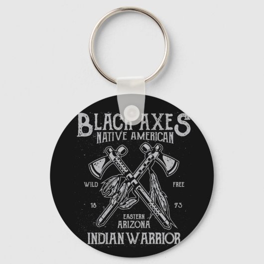 Black Axes Native America Indian Warrior Arizona Sleutelhanger (Voorkant)