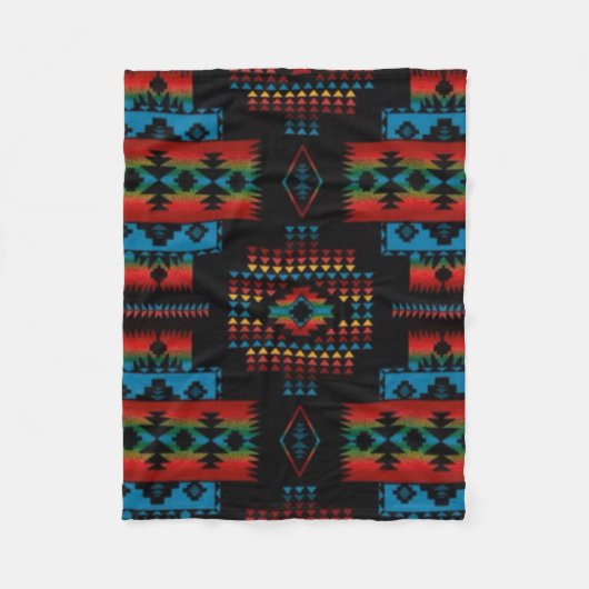 BLACK Aztec afdrukken Fleece Deken (Voorkant)