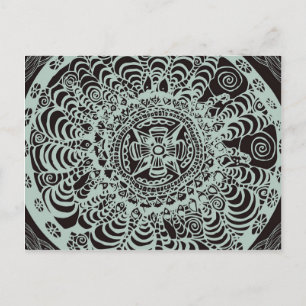 Black Aztec Mandala Briefkaart