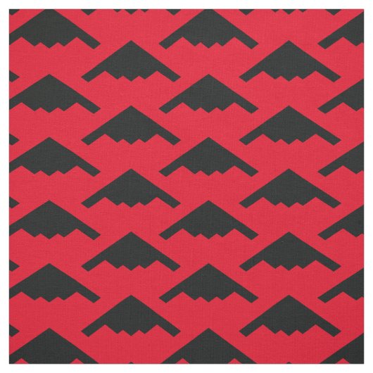Black B-2 Spirit Stealth Bomber Pattern on Red Stof (Swatch)
