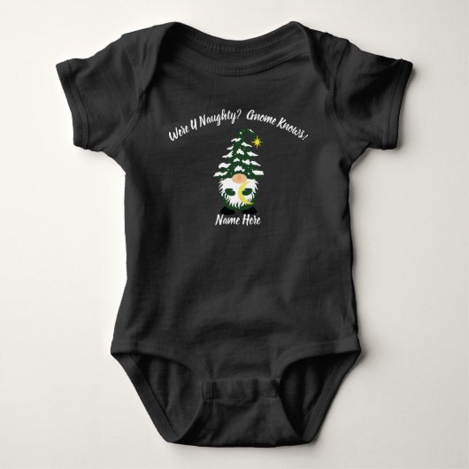 Black Baby Bodysuit Gnome Knows  (Voorkant)