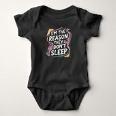 Black Baby Bodysuit with Funny Phrase  (Voorkant)