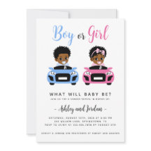 Black Baby Car Race Geslacht Onthulling Uitnodigin